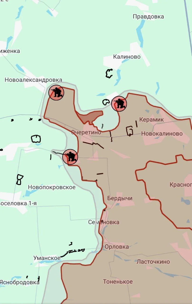 Покровское направление, северо-западнее Авдеевки - карта боевых действий